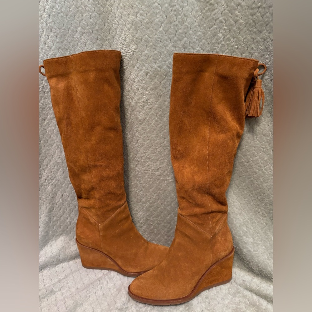 Antonio Melani Maesyn Oiled Suede Wedge Tall Boot size 7